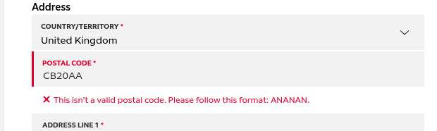 We DEMANDa Canadian postal code